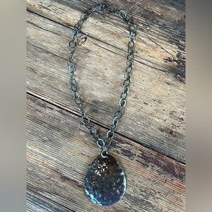 Silpada Silver-Tone Hammered Teardrop Pendant Necklace
